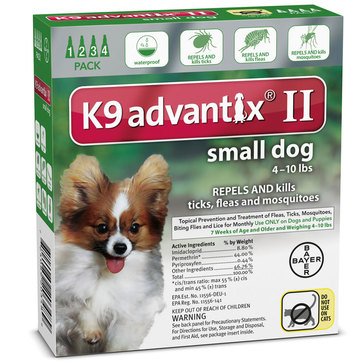 K9 Advantix Flea & Tick Treatment For Dogs 4-10 lbs., 4 Treatments