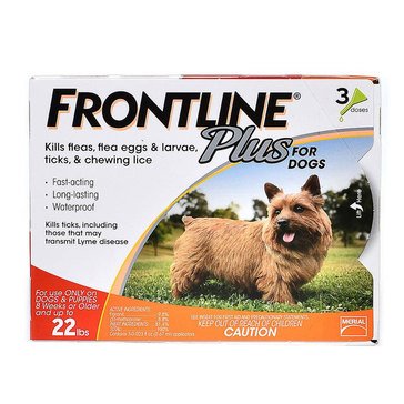 Frontline Plus For Dogs Flea and Tick 0-22 lbs., 3 Pack