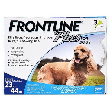 Frontline Plus For Dogs Flea and Tick 23-44 lbs., 3 Pack