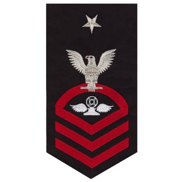 Men's E8 (ACCS) Rating Badge in STANDARD Red on Blue POLY/WOOL for Aviation Traffic Controller