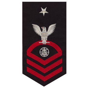 Men's E8 (RPCS) Rating Badge in STANDARD Red on Blue POLY/WOOL for Religious Program Specialist