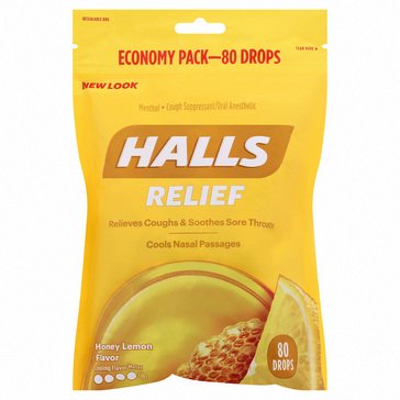 Halls Honey-Lemon Throat Drops, 80ct