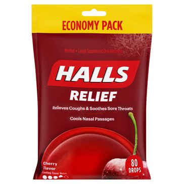 Halls Cherry Throat Drops, 80ct