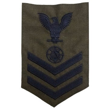 FMF Men's E4-E6 (RP1) Rating Badge in Blue on Green for Religious Program Specialist