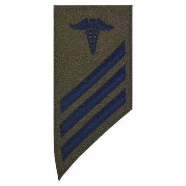 FMF E3 (HM) Combo Rating Badge in Blue on Green for Hospital Corpsman