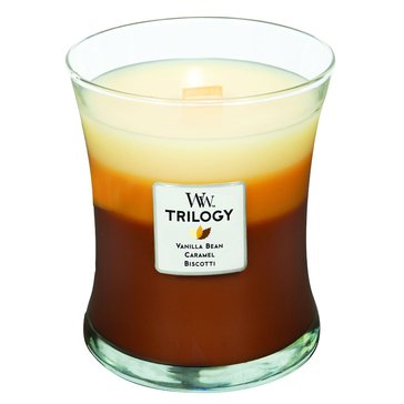 Woodwick Trilogy Vanilla Bean, Caramel & Biscotti Candle