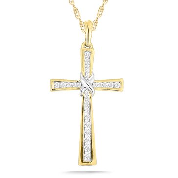 10K Yellow Gold 1/4 cttw Diamond Cross Pendant