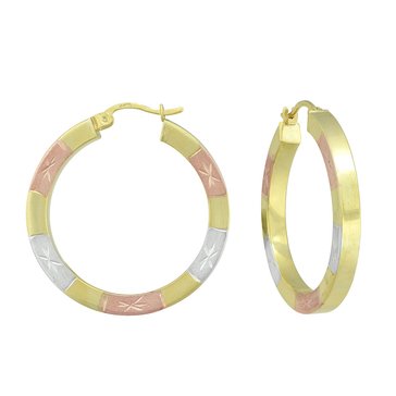 Sterling Silver Tri-color Hoop Earrings