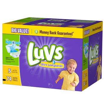 Luvs Ultra Leakguard Size 5 Diapers, 74-count