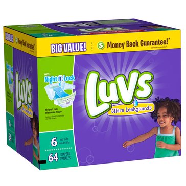 Luvs Ultra Leakguard Size 6 Diapers, 64-count