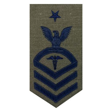 FMF Women's E8 (HMCS) Rating Badge in Blue on Green for Hospital Corpsman