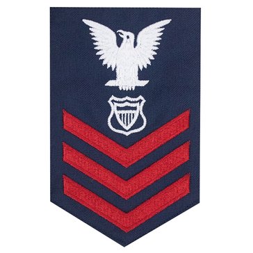 USCG E6 (ME) Men's Rating Badge On Blue Serge