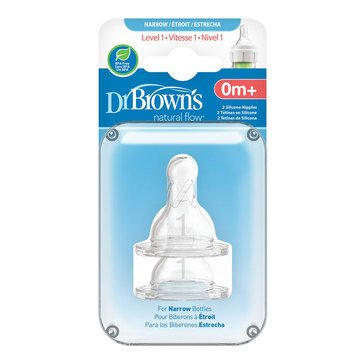 Dr. Brown's Natural-Flow Level 1Silicone Nipples, 2-pack