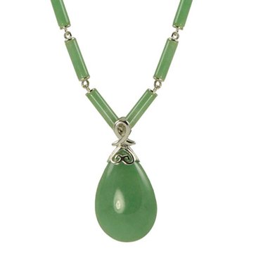 Sterling Silver Dyed Jade Drop Necklace