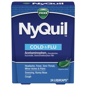 Vicks Nyquil Cold & Flu Nighttime Relief Liquicaps 325mg, 24ct