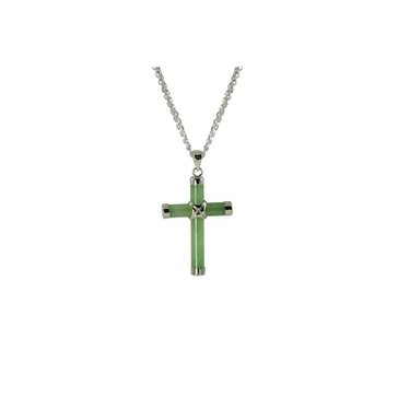 Sterling Silver Dyed Jade Cross Pendant Necklace