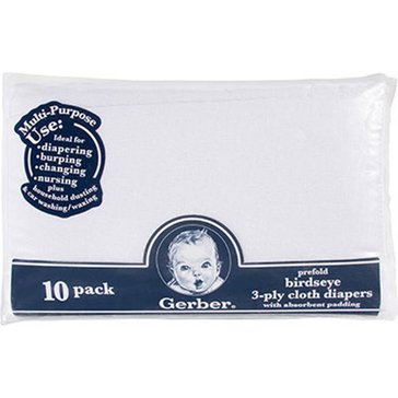 Gerber Newborn Flatfold Prefold Cloth Diapers 10-Pack