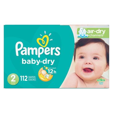 Pampers Baby Dry 12-Hour Size 2 Diapers, 112-count