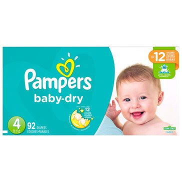 Pampers Baby Dry Diapers Size 4 - Super Pack, 92ct