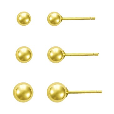 14K 3 Piece Ball Earrings Set