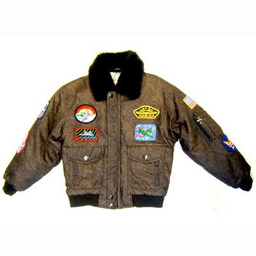 Business Innovations Boys USN WWII Bomber Brown Jacket