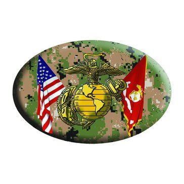 Mitchell Proffitt USMC America & USMC Camo Crossed Flags Magnet