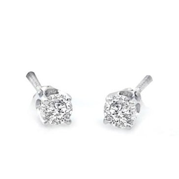 14K White Gold 1/2 cttw Round Solitaire Earrings