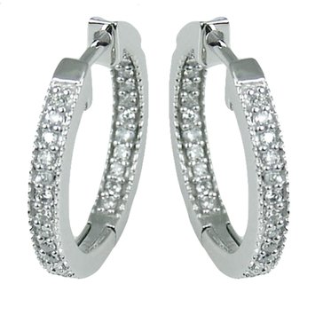1/8 cttw Diamond Sterling Silver Hoop Earrings