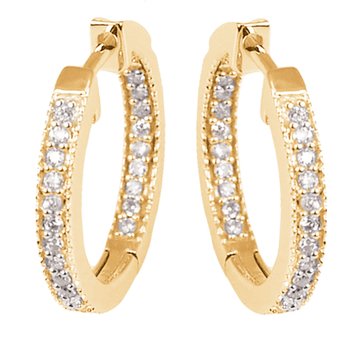 10K Yellow Gold 1/4 cttw Diamond Hoop Earrings