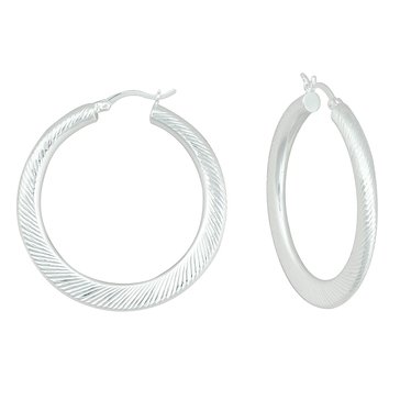 Sterling Silver Tapered Textured Hoop Earrings