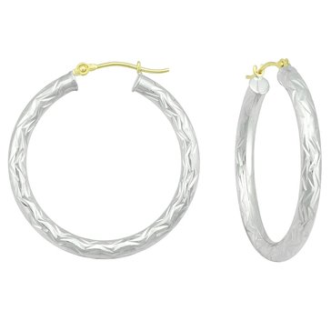 Sterling Silver & 14K 38mm Hoop Earrings