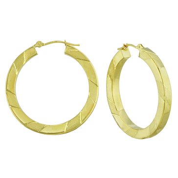 14K Gold Diamond Cut Hoop Earrings