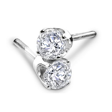 14K White Gold 1 cttw Diamond Solitaire Earrings