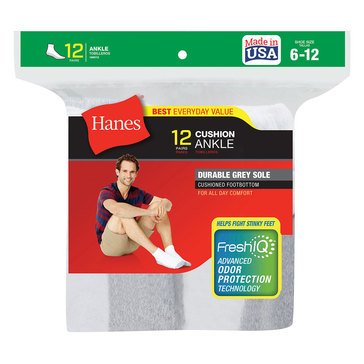 Hanes Men's 12-Pack Ankle Socks