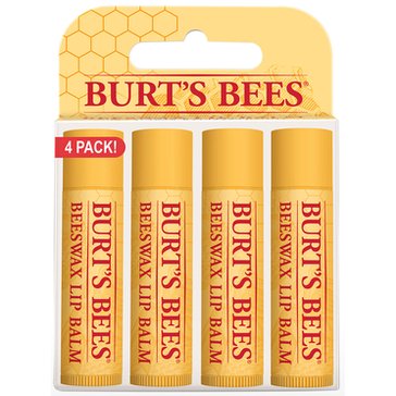 Burt's Bees Lip Balm Beeswax Tube in Blister Box, 4ct