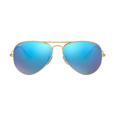 Ray Ban Men's Aviator Matte Gold Blue Sunglasses