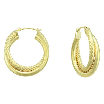 14K Yellow Gold Twisted Hoop Earrings