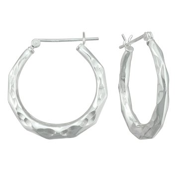 Sterling Silver Faceted Hoop Earrings