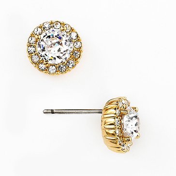 AVA Nadri Gold Tone Round Cubic Zirconia Stud Earrings