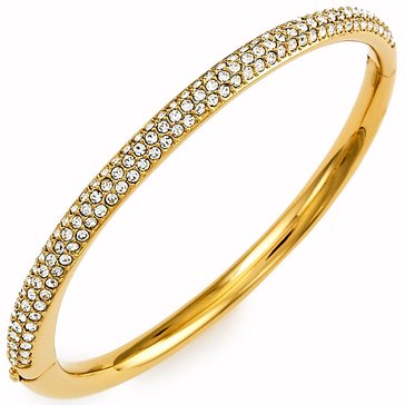 AVA Nadri Gold Tone Tiny Half Pave Bangle