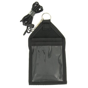 Identification Card Holder Black Cloth with Lanyard