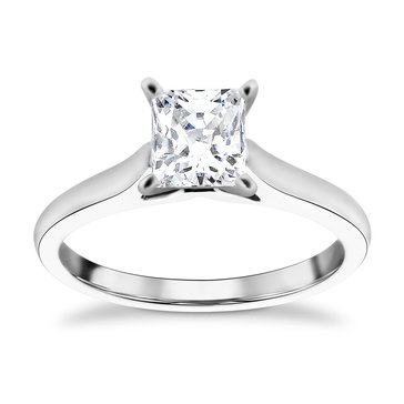 14K White Gold 1 ct Princess-Cut Diamond Solitaire Engagement Ring