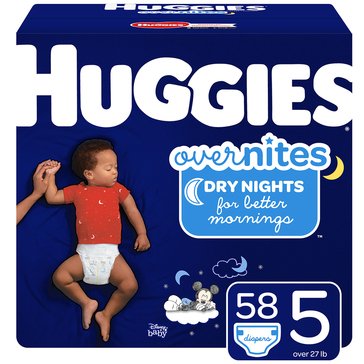 Huggies Little Movers Overnites Super Pack 58-Count Diapers, Size 5