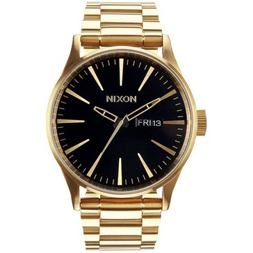 Nixon Men's Stainless Steel Black Dial Gold Bracelet Watch