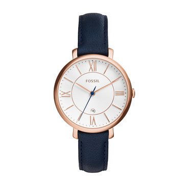 Fossil Women's Jacqueline Navy Leather Watch, 36mm